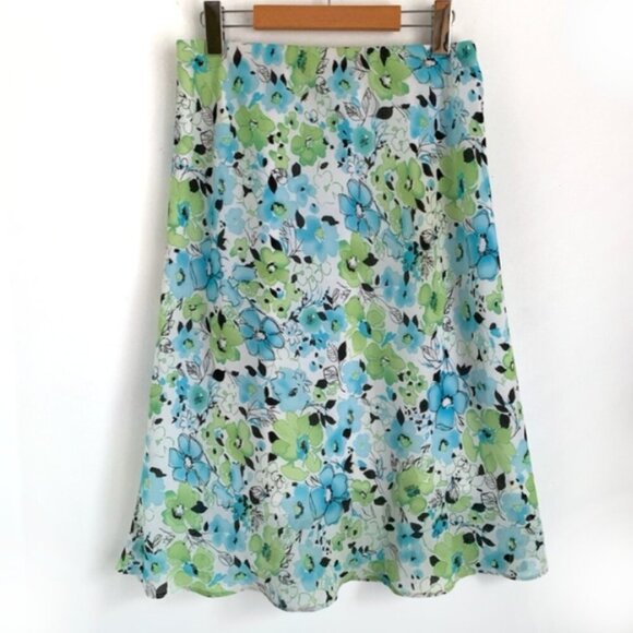 Cleo Petites 90s Y2K Floral Chiffon Midi Skirt - Picture 1 of 6